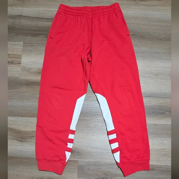 Adidas Big Trefoil Red White Jogger Sweatpants Size M - Picture 3 of 13